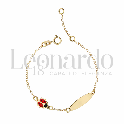 Finitura targa o elementi Coccinella con Smalto rosso in Oro Giallo da 1,1gr.