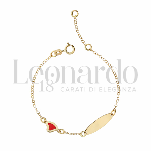 Finitura targa o elementi Cuore con Smalto rosso in Oro Giallo da 1gr.