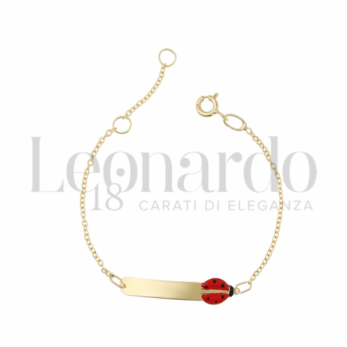 Finitura targa o elementi Coccinella con Smalto rosso in Oro Giallo da 1,5gr.