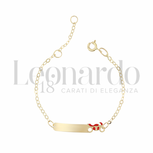 Finitura targa o elementi Moto con Smalto rosso in Oro Giallo da 1,2gr.