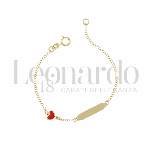 Finitura targa o elementi Cuore con Smalto rosso in Oro Giallo da 0,8gr.