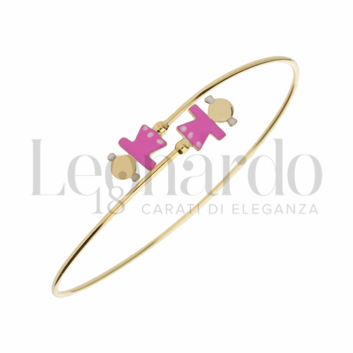 Elemento Femminucce con Smalto rosa in Oro Giallo da 2,7gr.