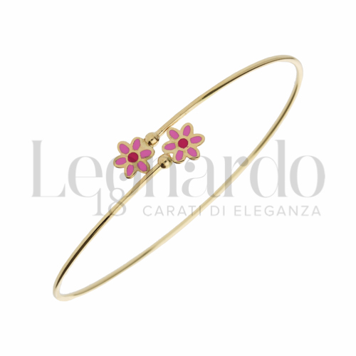 Elemento Fiori con Smalto rosa in Oro Giallo da 2,4gr.
