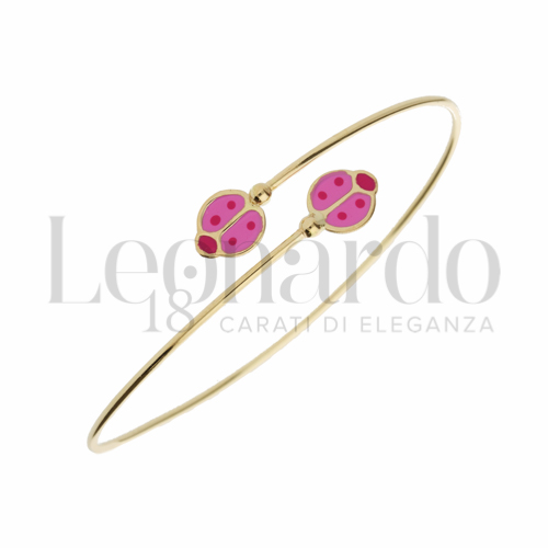 Elemento Coccinelle con Smalto rosa in Oro Giallo da 2,4gr.