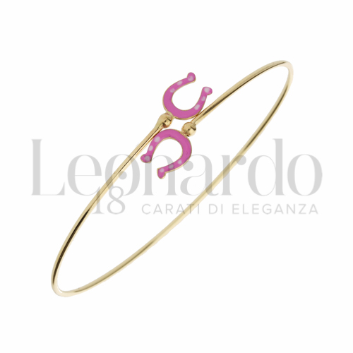 Elemento Ferri di cavallo con Smalto rosa in Oro Giallo da 2,4gr.