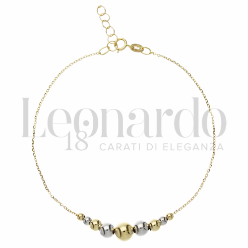 Modello o elemento 1° misura con 9 Sfere a Scalare in Oro Giallo e Oro Bianco da 1,1gr.