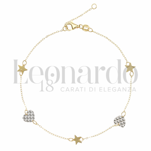 Modello Elementi distanti lucidi e diamantati in Oro Giallo e Oro Bianco da 1,2gr.