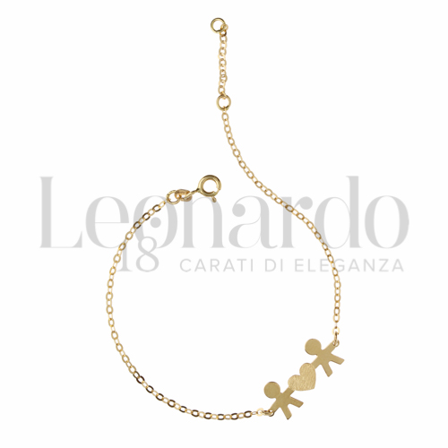 Modello o elemento Maschietto + Cuore Satinato in Oro Giallo da 1,6gr.