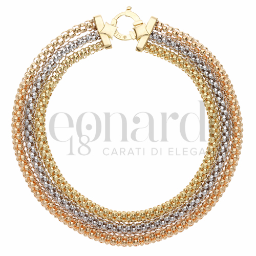 Bracciali Bracciale Coreana Trittico Unito da Donna in Oro 18 Carati Misura o lunghezza: 20 cm 18g