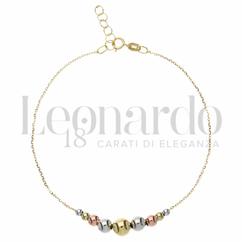 Modello o elemento 1° misura con 9 Sfere a Scalare in Oro Giallo, Oro Bianco e Oro Rosa da 1,1gr.