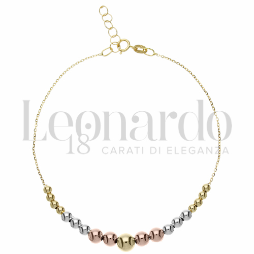 Modello o elemento 2° misura con 19 Sfere a Scalare in Oro Giallo, Oro Bianco e Oro Rosa da 1,6gr.