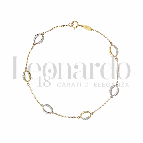con Zircone bianco in Oro Giallo e Oro Bianco da 2,8gr.