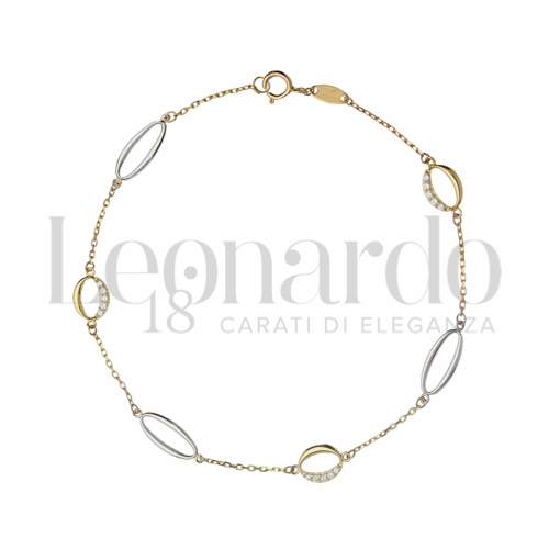 con Zircone bianco in Oro Giallo e Oro Bianco da 2,6gr.