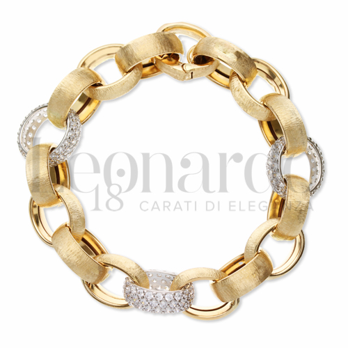 con Zircone bianco in Oro Giallo e Oro Bianco da 37,1gr.