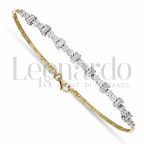 con Zircone bianco in Oro Giallo e Oro Bianco da 5gr.