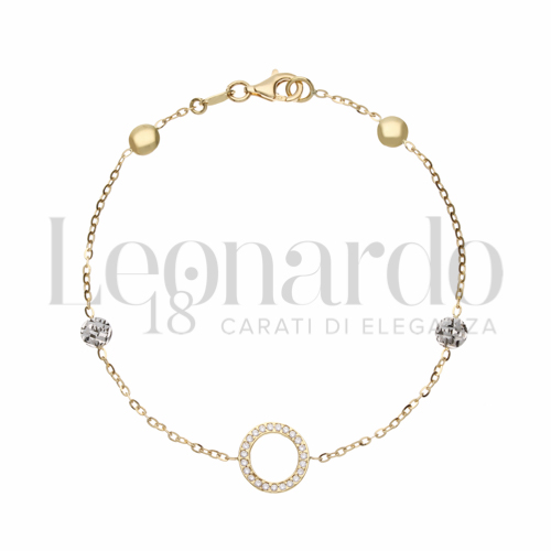 Modello Elementi in linea con Zircone bianco in Oro Giallo e Oro Bianco da 2,6gr.