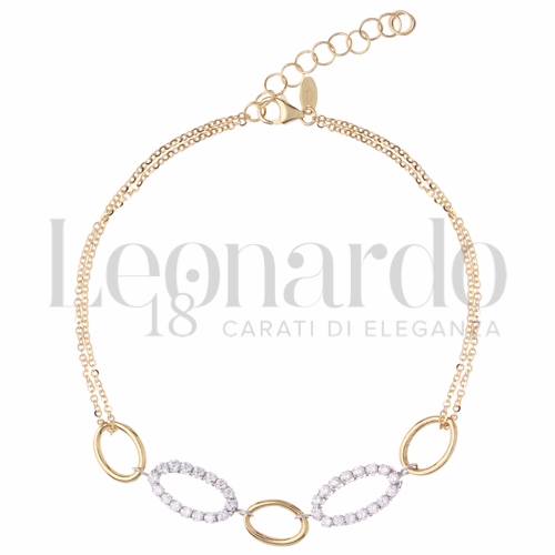 Modello Elementi in linea con Zircone bianco in Oro Giallo e Oro Bianco da 2,7gr.