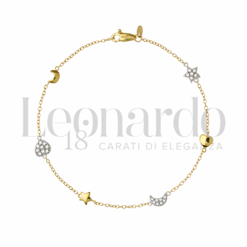 Modello o elemento Elemento pendente con Zircone bianco in Oro Giallo e Oro Bianco da 3,2gr.