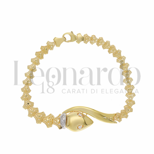 Modello o elemento Elemento in linea con Zircone bianco in Oro Giallo e Oro Bianco da 8,3gr.