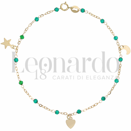 Modello o elemento Elemento pendente con Spinelli Verdi in Oro Giallo da 0,9gr.