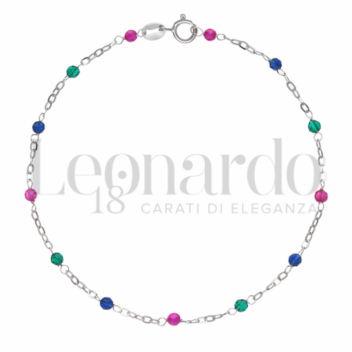 Modello o elemento Senza Elementi con Spinelli verde, rosso e blu in Oro Bianco da 0,7gr.