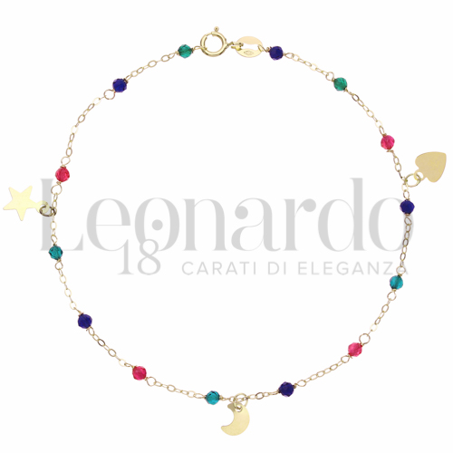Modello o elemento Elemento pendente con Spinelli verde, rosso e blu in Oro Giallo da 0,9gr.