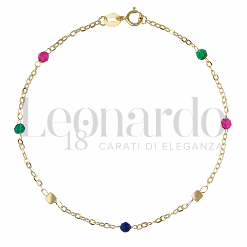 con Spinelli verde, rosso e blu in Oro Giallo da 0,9gr.