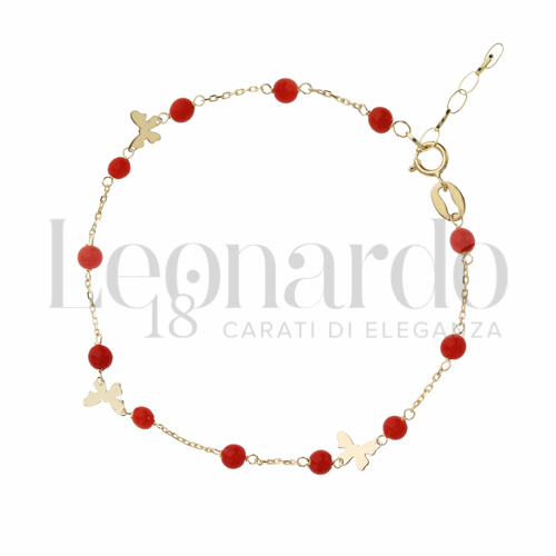 Modello Elementi in linea con Corallo in Oro Giallo da 1,2gr.
