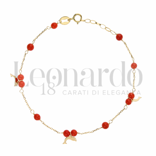 Modello Elemento pendente con Corallo in Oro Giallo da 1,2gr.