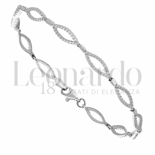 con Pavé di zirconi bianchi in Oro Bianco da 5,8gr.