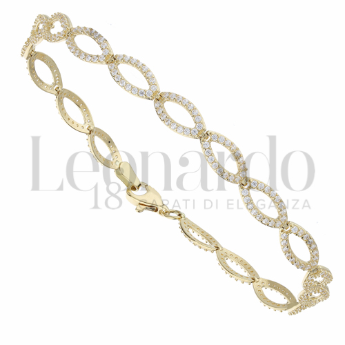 con Pavé di zirconi bianchi in Oro Giallo da 5,7gr.