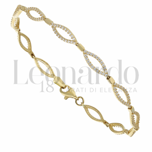 con Pavé di zirconi bianchi in Oro Giallo da 6,2gr.