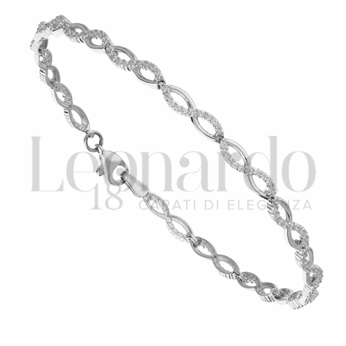 con Mezzo Pavé di zirconi bianchi in Oro Bianco da 6gr.
