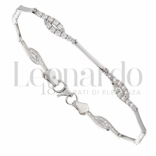 con Mezzo Pavé di zirconi bianchi in Oro Bianco da 5gr.