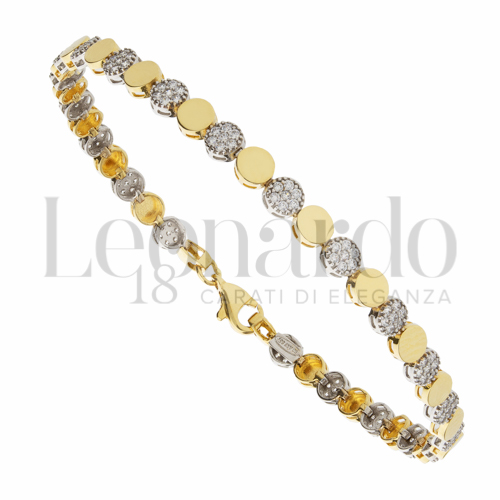 con Pavè alternato di zirconi bianchi in Oro Giallo e Oro Bianco da 7,3gr.
