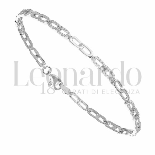 con Pavè alternato di zirconi bianchi in Oro Bianco da 5gr.