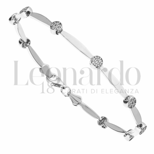 con Pavè alternato di zirconi bianchi in Oro Bianco da 6,1gr.