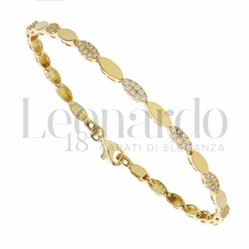 con Pavè alternato di zirconi bianchi in Oro Giallo da 5,7gr.