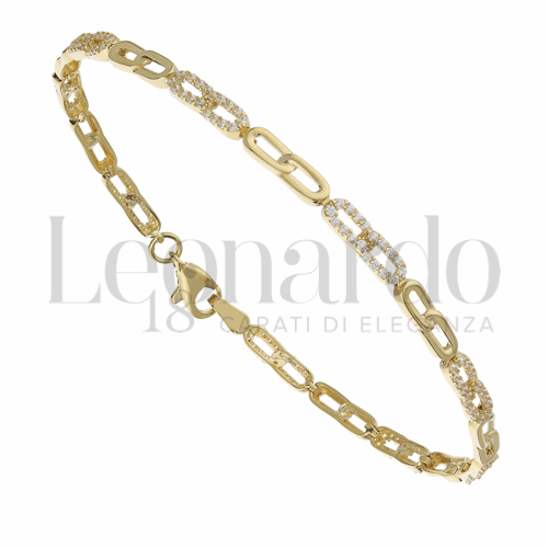 con Pavè alternato di zirconi bianchi in Oro Giallo da 5,6gr.