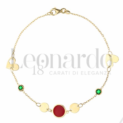 con Smalto rosso e zirconi in Oro Giallo da 2,2gr.