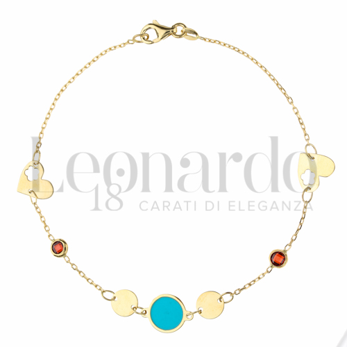 con Smalto turchese e zirconi in Oro Giallo da 2,2gr.