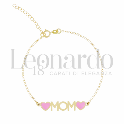 Modello o elemento Elemento in linea con Smalto rosa in Oro Giallo da 1,3gr.