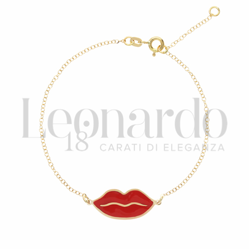 Modello Elementi in linea con Smalto rosso in Oro Giallo da 1,6gr.