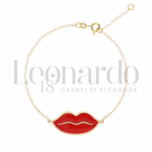 Modello Elementi in linea con Smalto rosso in Oro Giallo da 2,1gr.