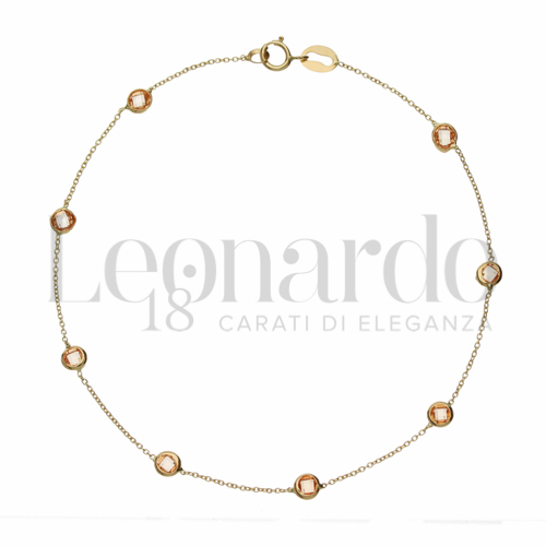 con Pietra rosa in Oro Giallo da 0,9gr.