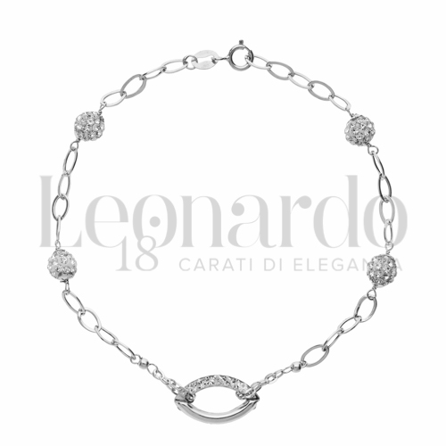Modello o elemento Elemento in linea con Mezzo pavè di resina e zirconi in Oro Bianco da 1,5gr.