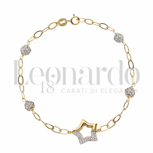 Modello Elementi in linea con Mezzo pavè di resina e zirconi in Oro Giallo da 1,9gr.