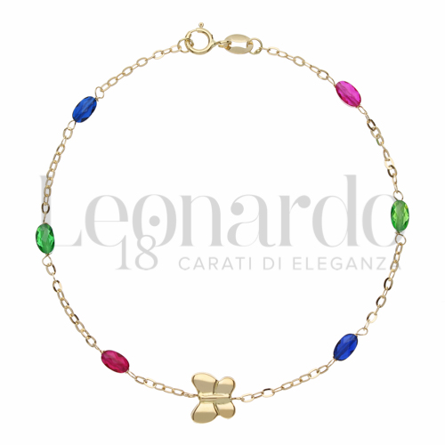 Modello o elemento Elemento pendente con Pietre Rosse, Blu e Verdi in Oro Giallo da 1,1gr.