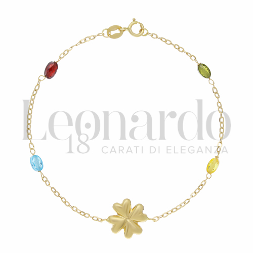 Modello Elemento pendente con Pietre Rosse, Blu e Verdi in Oro Giallo da 1,4gr.