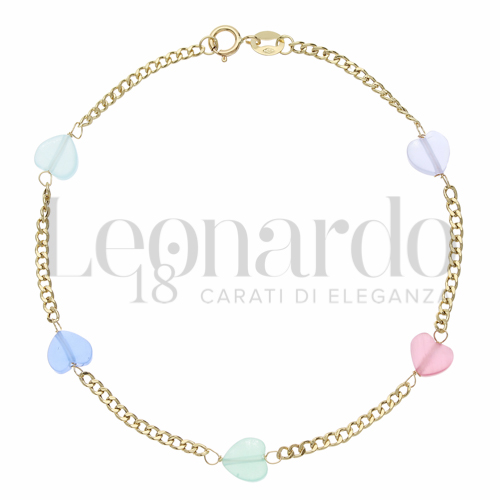 Modello Elementi in linea con Pietre Rosse, Blu e Verdi in Oro Giallo da 1,4gr.